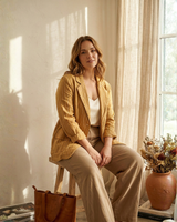 Pure Linen Soft Blazer – Mustard Beige