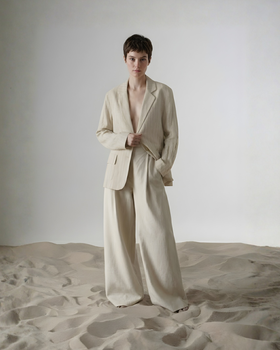 Ivory Pure Linen Soft Blazer