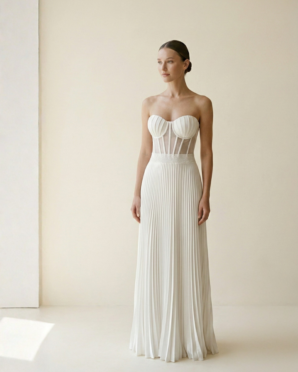 Pearl Shine Pleated Skirt