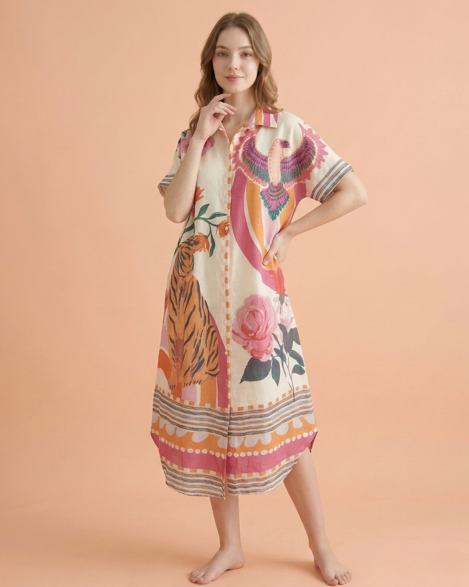 Wild Garden Printed Shirt Dress