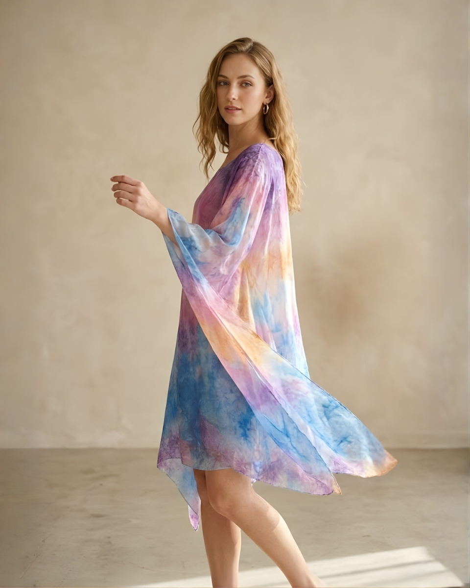 Rainbow Dream Tie-Dye Kaftan Dress