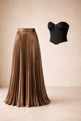 Bronze Metallic Pleated  Skirt