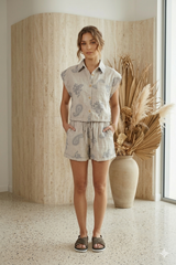 Paisley Peak: Padded Shoulder Linen Co-ord
