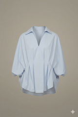 Skyline Pleat: Structured Oversized Poplin Blouse
