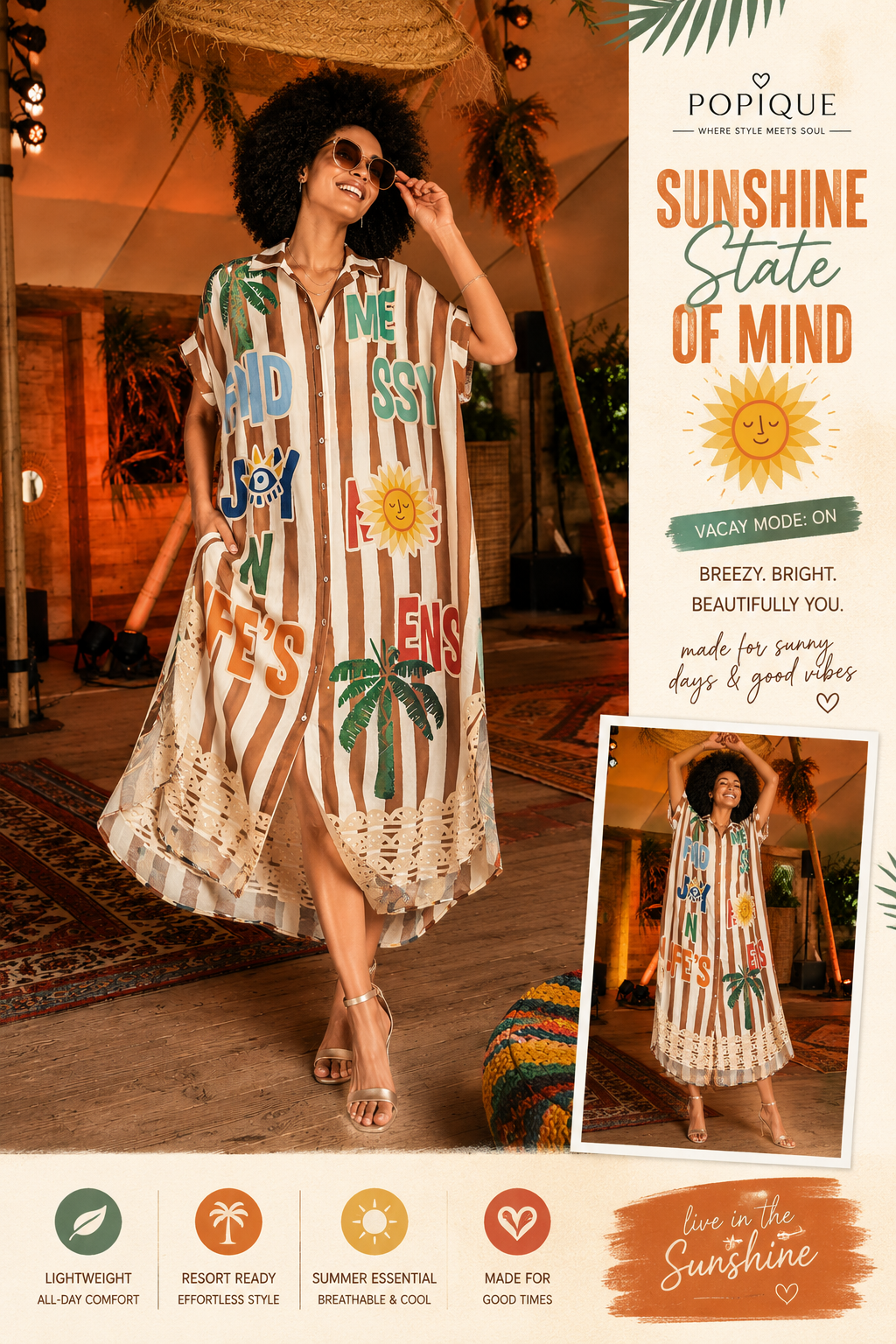 Sunshine Boho Shirt Dress