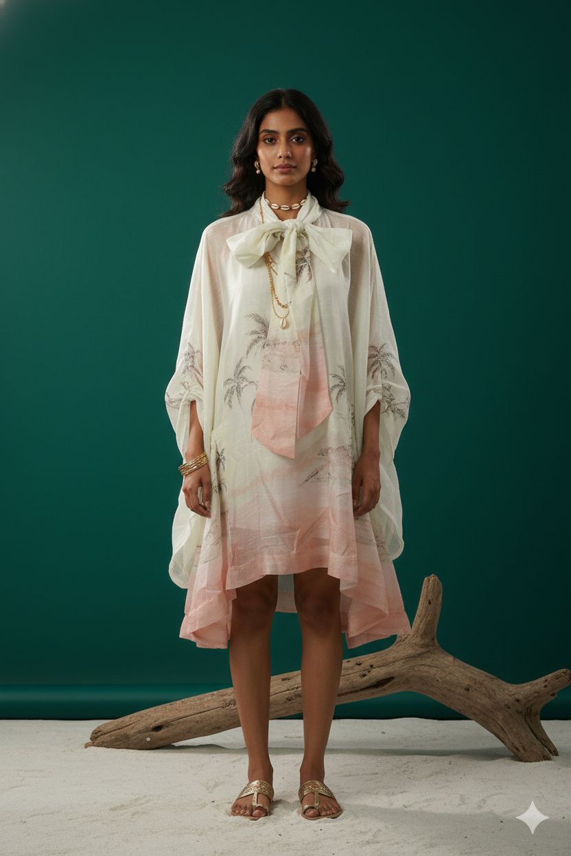 Isle of Palms: Silk Organza Kaftan Tunic